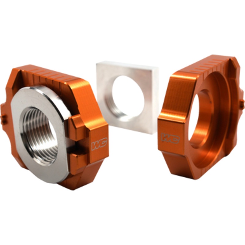 WORKS CONNECTION Elite Axle Block Kit – Orange – Gas Gas/Husqvarna/KTM 17-264
