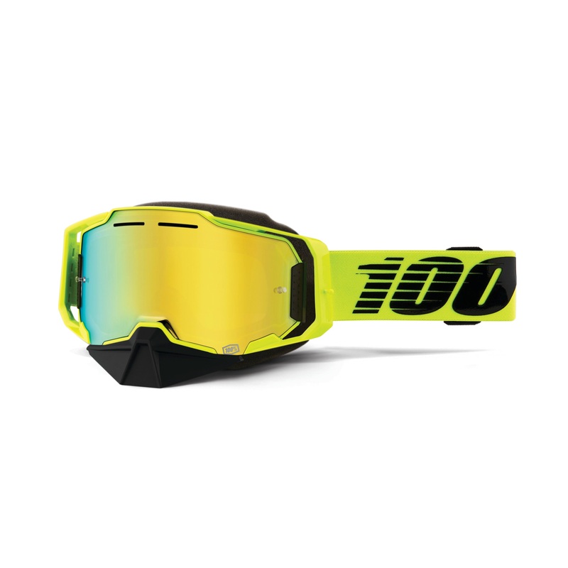 100% Armega Snowmobile Goggle Nuclear Citrus – Mirror Gold Lens (50008-00003)