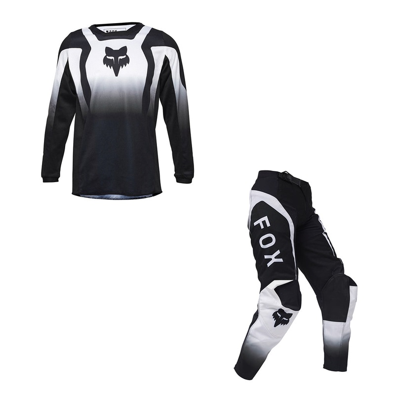 Fox – 2025 Youth 180 Lean Black White MX Combo