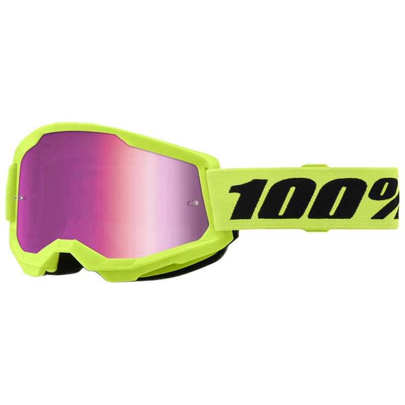 100% – Strata 2 Neon Yellow Mirrored Lens Goggle